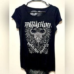 Affliction women’s black T-shirt, Large